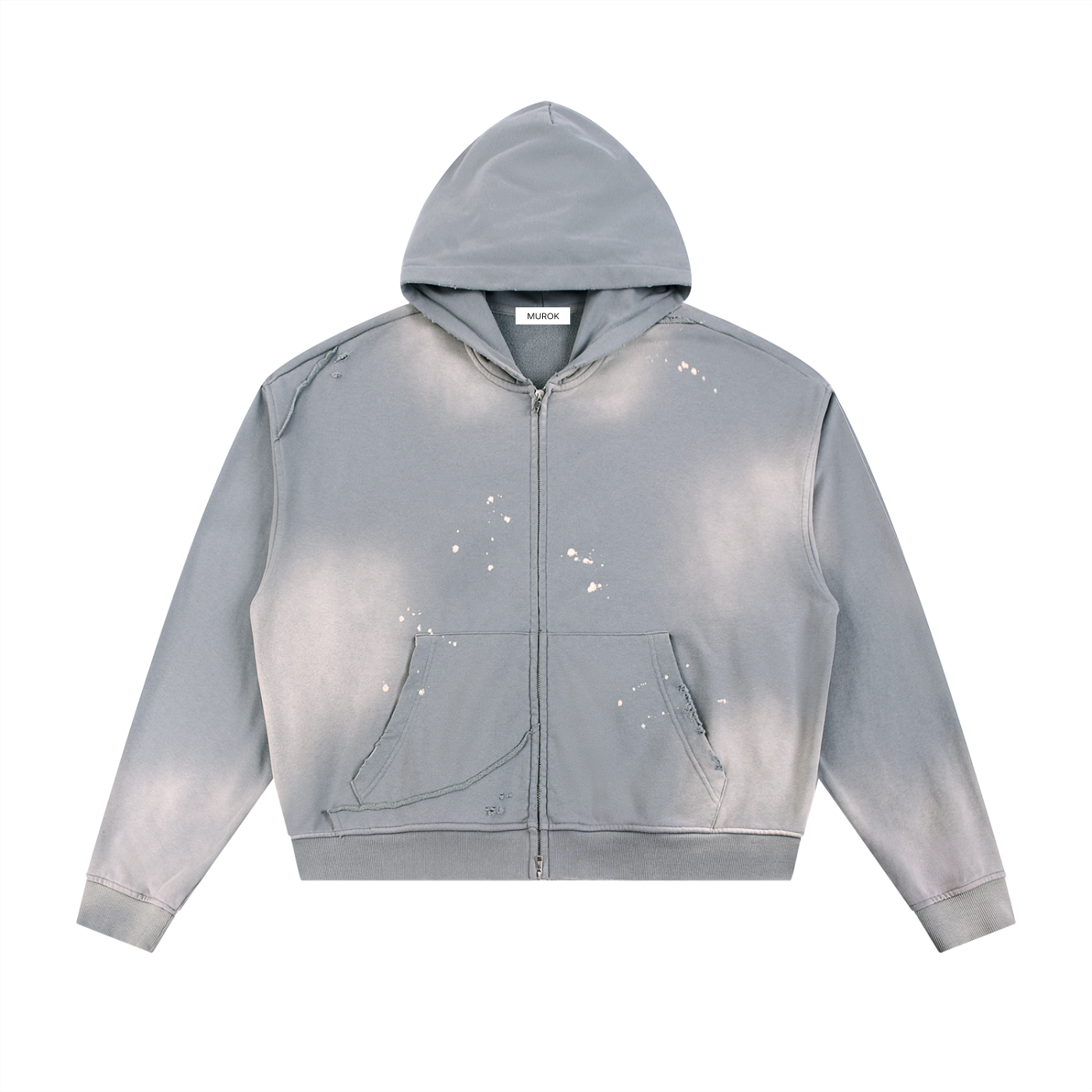 MUROK Fade Frayed Zip Hoodie