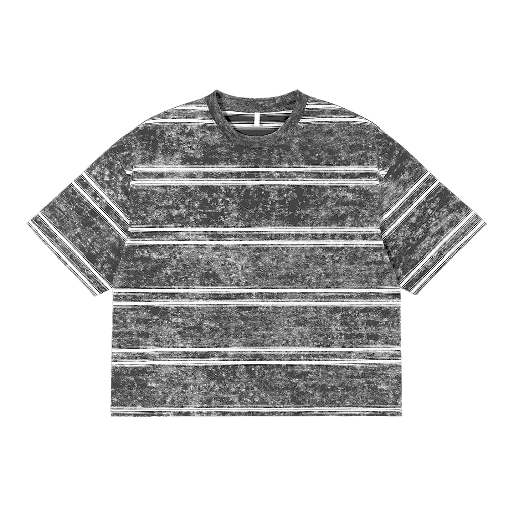 MUROK Snow Washed Striped Boxy T-Shirt
