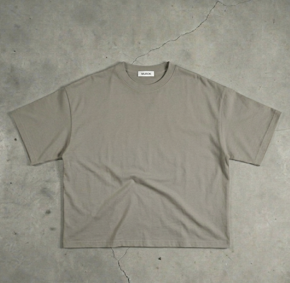 MUROK Khaki Essential Boxy T-Shirt